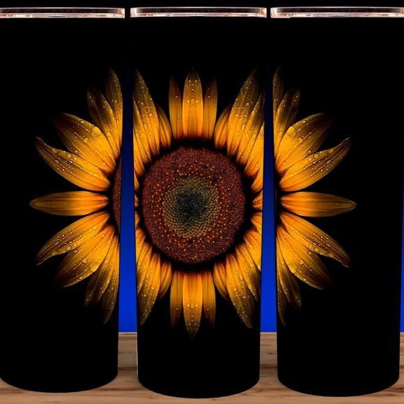 Sunflower with Rain Drops and Shadow Blend Cup Mug Tumbler 20oz - Picture 1 of 3